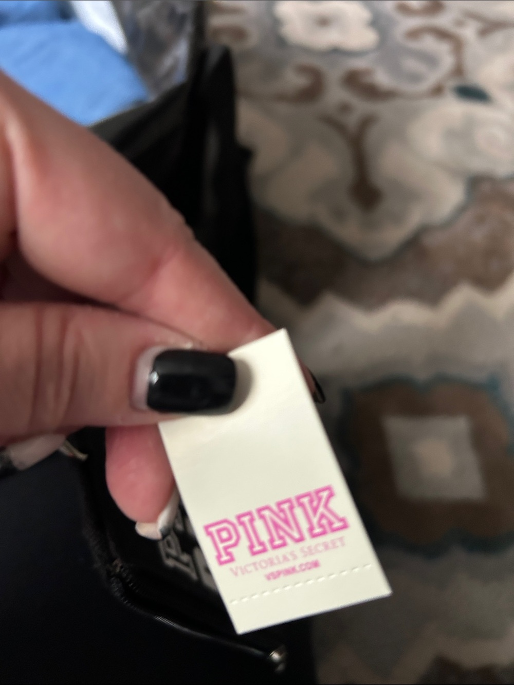 PINK Victoria's Secret Black Wristlet Clutch with Pink Logo Text - Picture 3 of 4